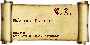 Müncz Kazimir névjegykártya